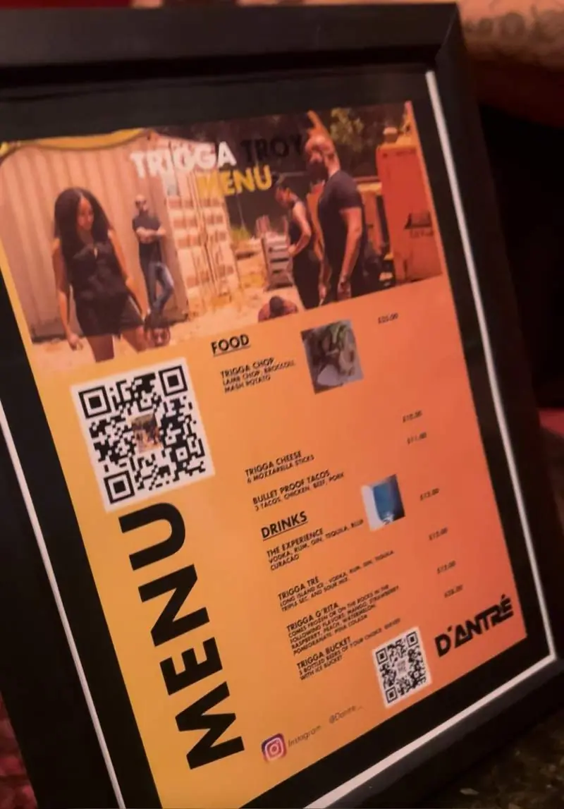 The Trigga Troy premiere menu