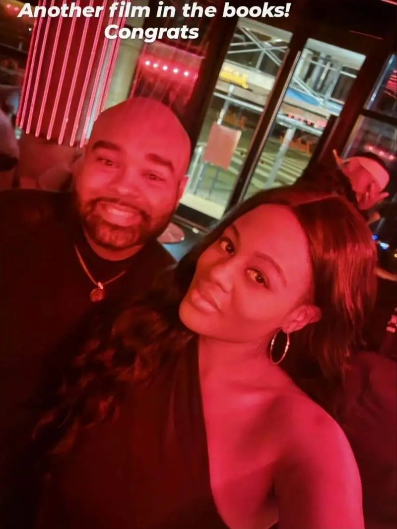 D’Antré with a guest at the premiere