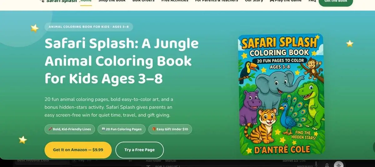 Safari Splash homepage